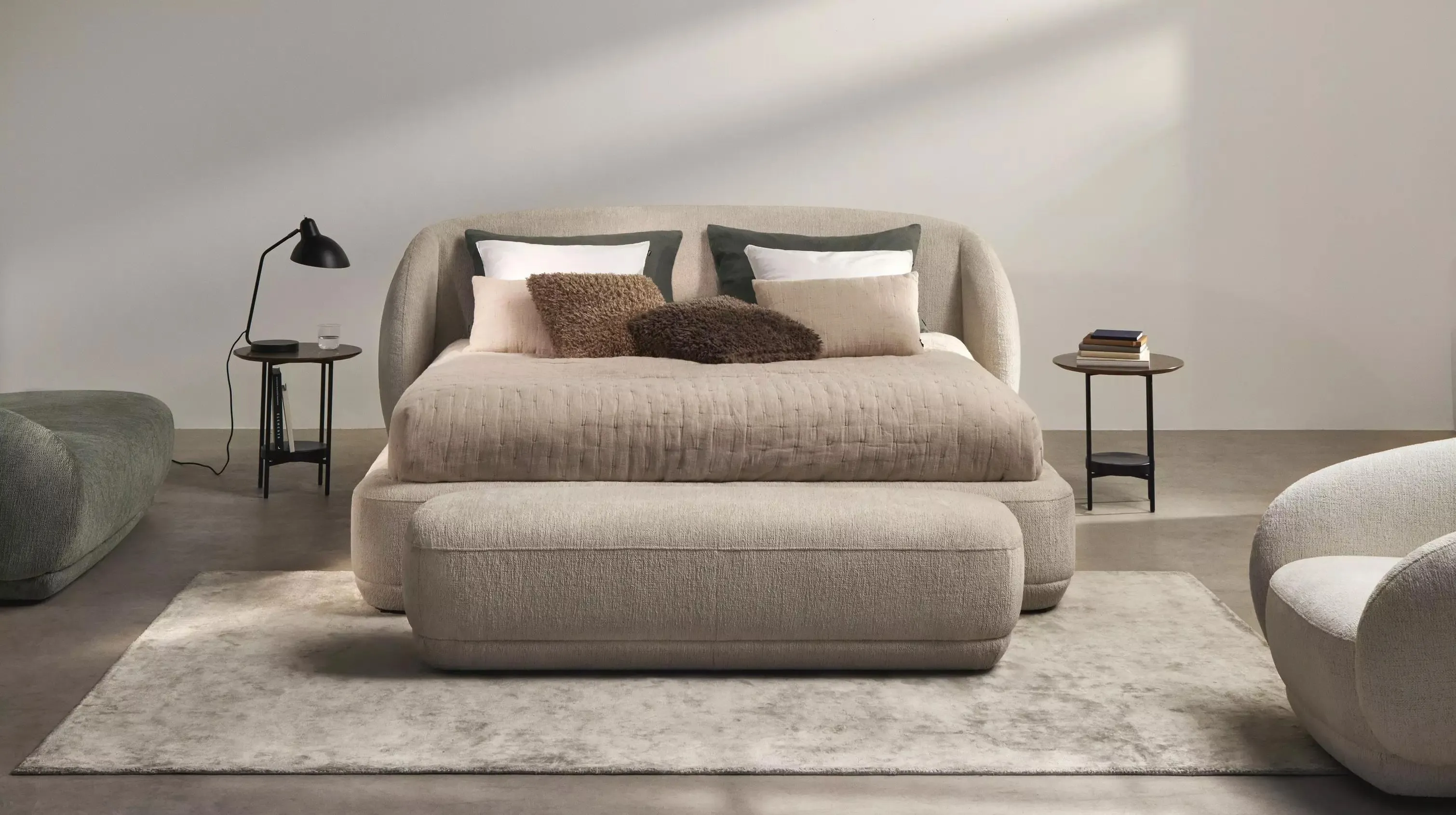 Скамейка Bolzano - Rimini ткань светло-бежевого цвета 3083 -  Под заказ в интерьере