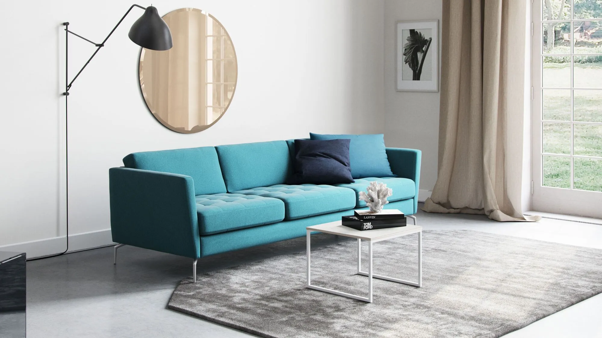 Диван Osaka - Napoli 2255 Ткань цвета серого камня -  Под заказ в интерьере