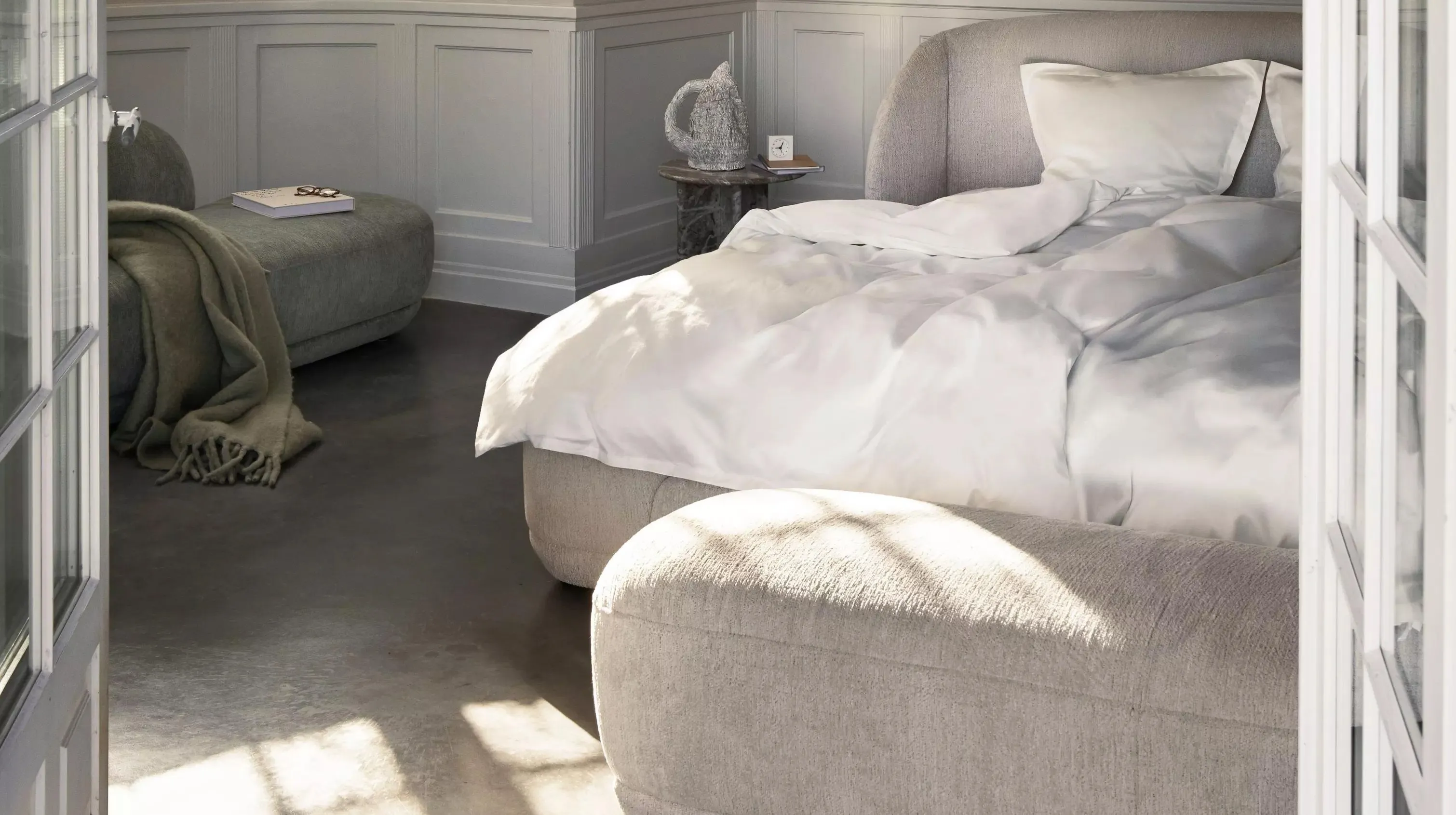 Скамейка Bolzano - Rimini ткань светло-бежевого цвета 3083 -  Под заказ в интерьере