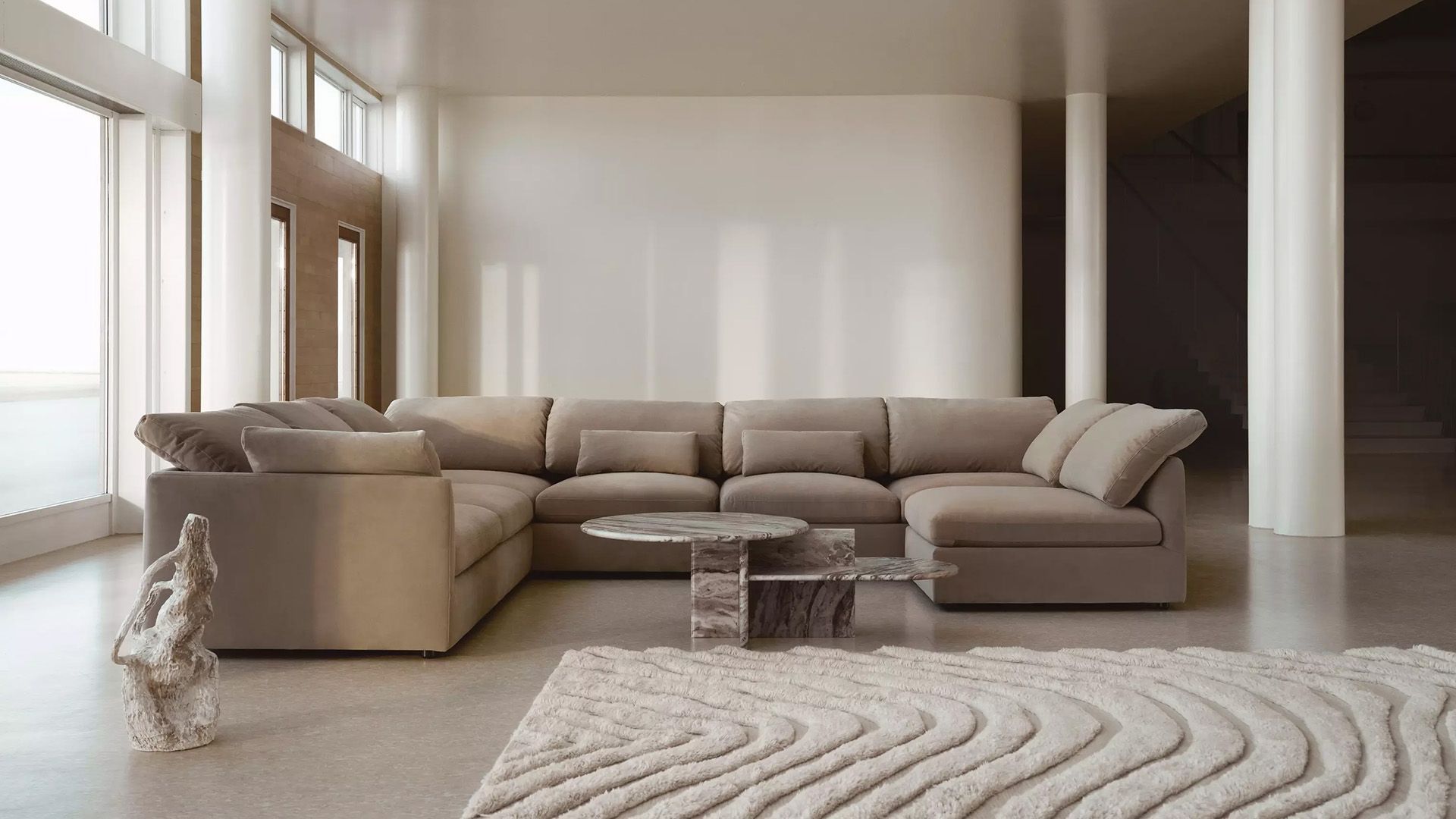 Угловой диван Milano - Nordic Vintage кожа 5145 бордового цвета -  Под заказ в интерьере