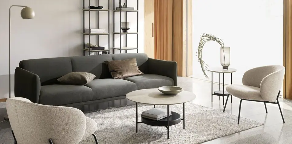 2-х местный диван Berne - Tomelilla fabric 3143 Mustard  -  Под заказ в интерьере