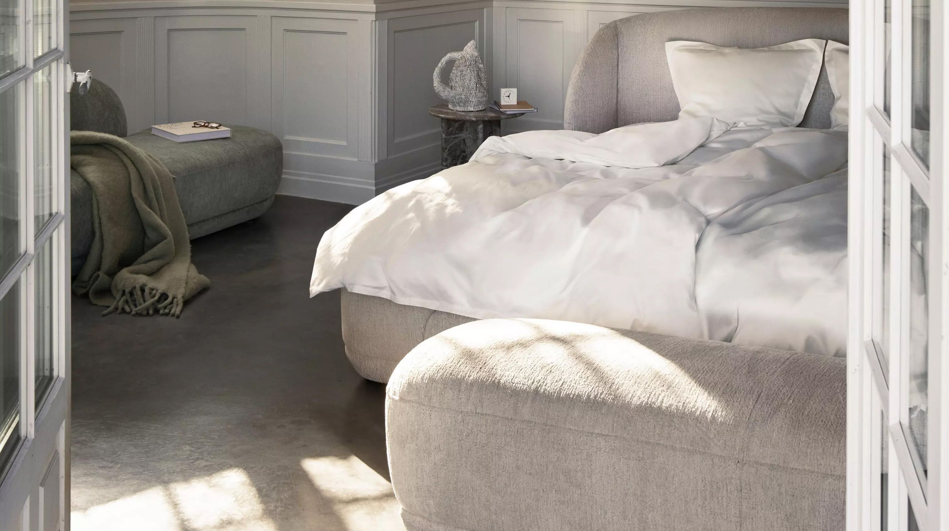 Скамейка Bolzano - Arezzo ткань светло-коричневого цвета 3332 -  Под заказ в интерьере