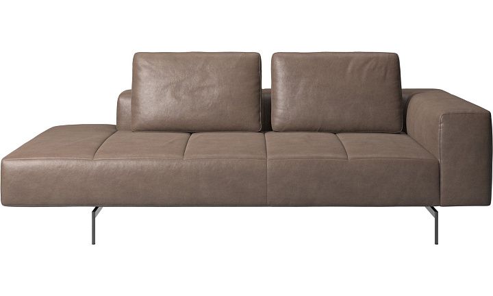 Модуль для отдыха Amsterdam, подлокотник справа, открытый модуль слева - York 5122 Кожа светло-коричневого цвета  -  Под заказ