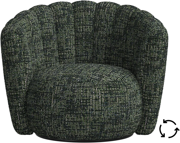 Кресло Sweet Art c поворотным основанием - Tuscany Ткань лесного зелёного цвета 3208  -  Под заказ