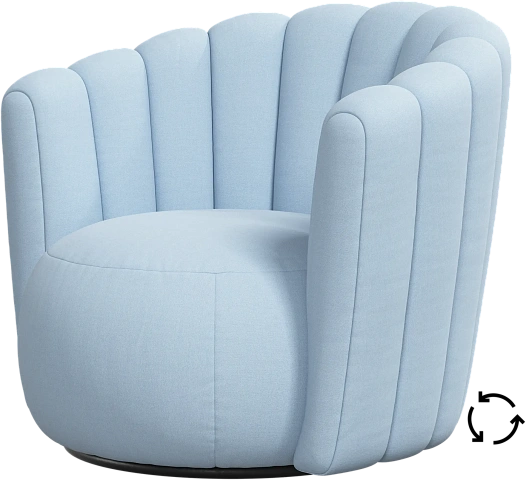 Кресло Sweet Art c поворотным основанием - Frisco 2275 Ткань голубого цвета -  Под заказ