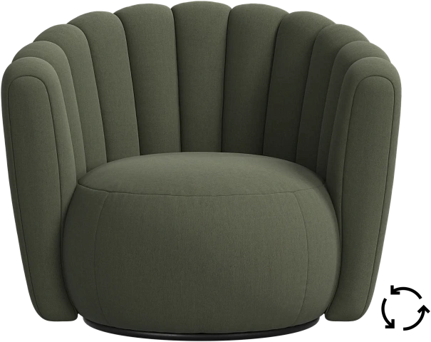 Кресло Sweet Art c поворотным основанием - Frisco 2277 Ткань лесного зелёного цвета -  Под заказ