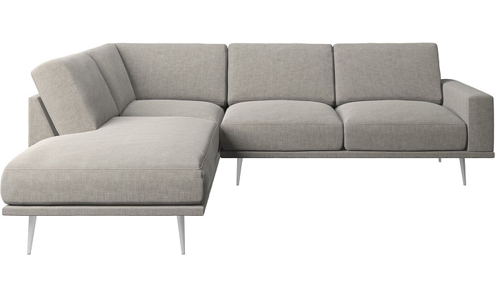 Диван Carlton с модулем для отдыха - Napoli 2250 Ткань серебристо-серая  -  Под заказ
