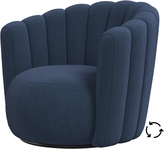 Кресло Sweet Art c поворотным основанием - Frisco 2065 Ткань тёмно-синего цвета  -  Под заказ