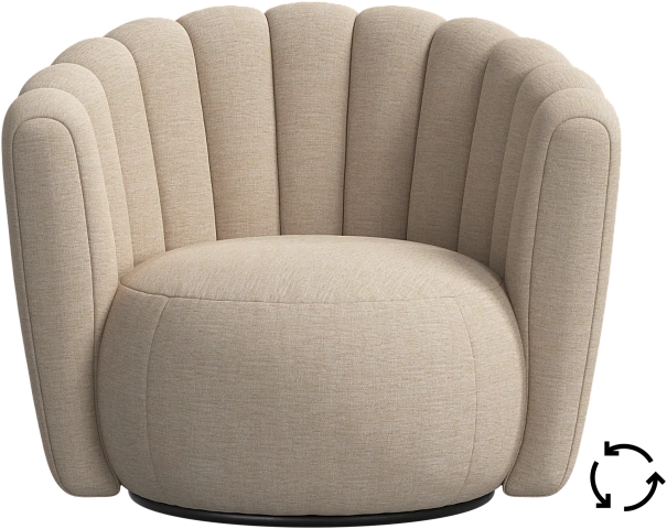 Кресло Sweet Art c поворотным основанием - Tomelilla fabric 3145 Бежевая ткань -  Под заказ