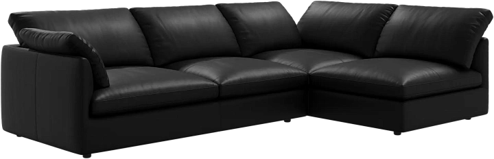 Угловой диван Milano - Nordic Grain 5130 Кожа черного цвета -  Под заказ