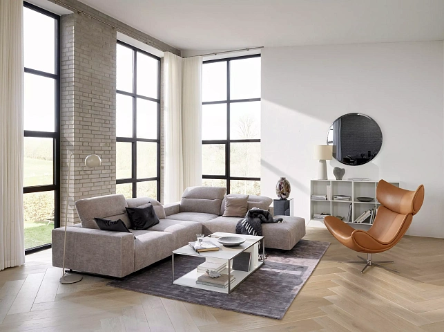 Угловой диван Hampton с регулируемой спинкой, модулем для отдыха и дополнительной подушкой