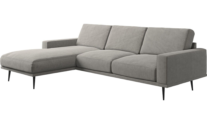 Диван Carlton с модулем для отдыха - Napoli 2250 Ткань серебристо-серая  -  Под заказ