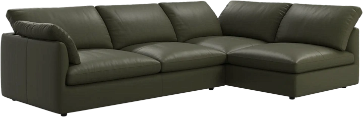 Угловой диван Milano - Nordic Grain 5133 Кожа светло-зеленого цвета -  Под заказ