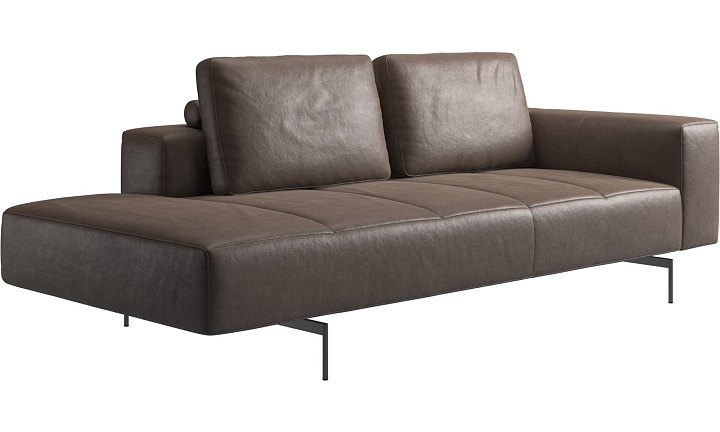 Модуль для отдыха Amsterdam, подлокотник справа, открытый модуль слева - York 5122 Кожа светло-коричневого цвета  -  Под заказ