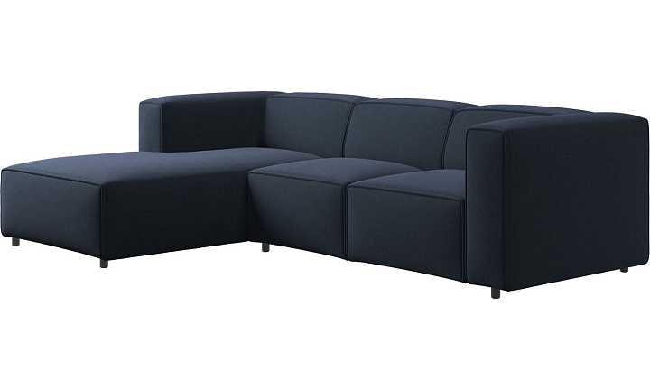 Диван Carmo с модулем для отдыха - Frisco 2065 Ткань тёмно-синего цвета  -  Под заказ