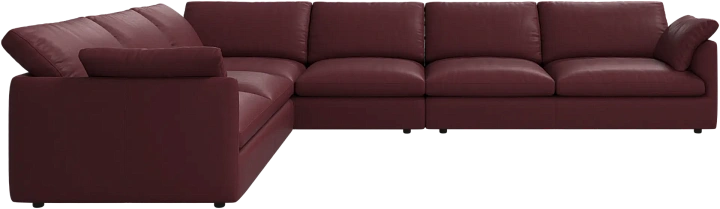 Угловой диван Milano - Nordic Vintage кожа 5145 бордового цвета -  Под заказ