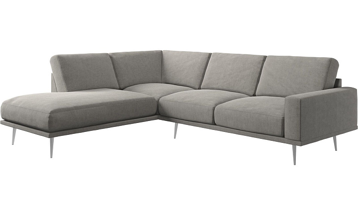 Диван Carlton с модулем для отдыха - Napoli 2250 Ткань серебристо-серая  -  Под заказ
